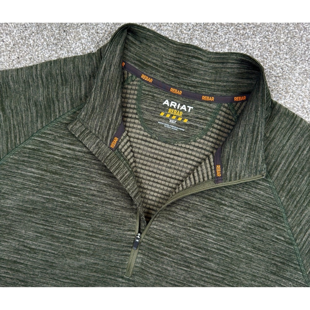 Ariat Rebar Gridwork Baselayer 1/4 Zip Long Sleeve T-Shirt Green Mens XXLT